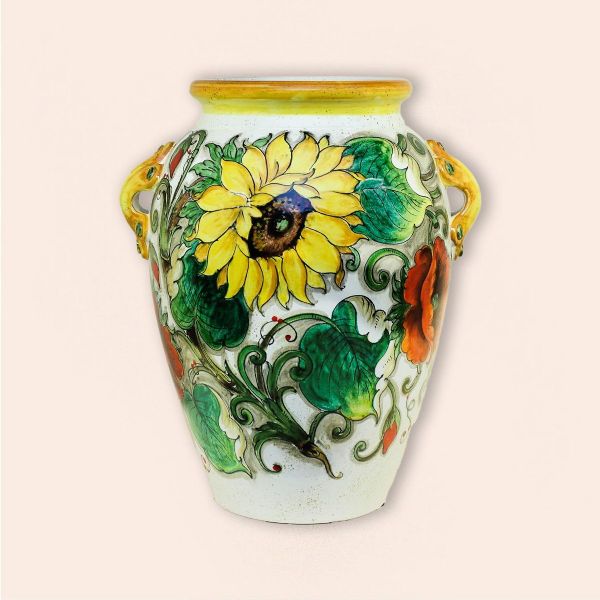 VASE WITH SUNFLOWER AND POPPIES CM.50H