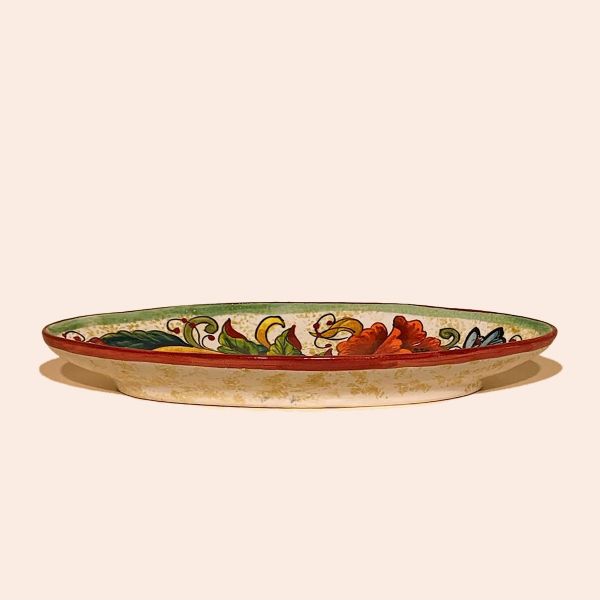 NAIL-SHAPED FISH TRAY POPPIES AND EAR OF CORN, cm.33lx14w