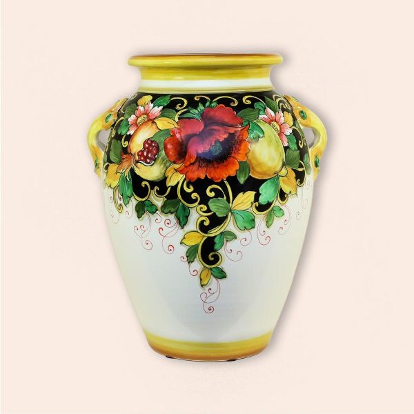 VASE WITH POPPIES AND LEMONS CM.50H