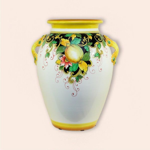 VASE WITH POPPIES AND LEMONS CM.50H