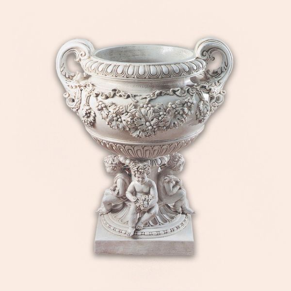 VASO ELEGANTE BIANCO CON PUTTI CM.112H