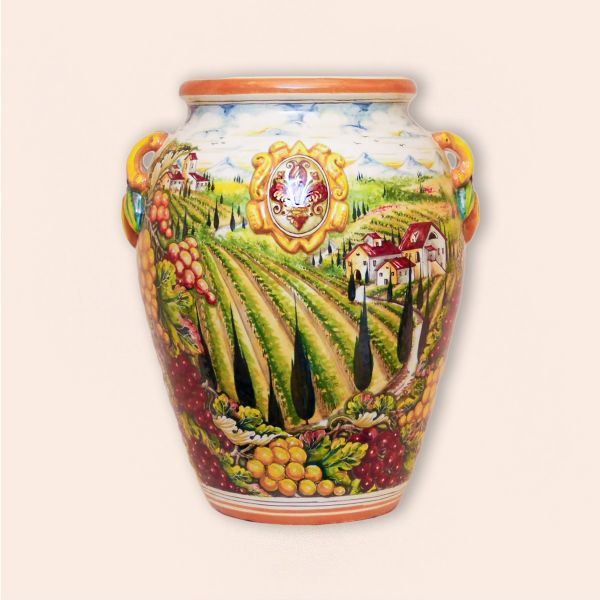 PT101A 50PU - Jar cm. 50 h. - countryside scene with poppies - grape